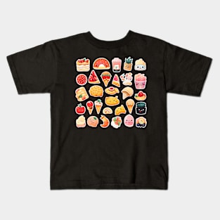 #4 Cute happy food sticker pack Kids T-Shirt